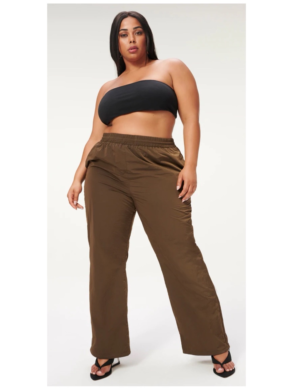 GOOD AMERICAN Women’s Size 4 / XL Mocha Brown Wide Leg Track Pant